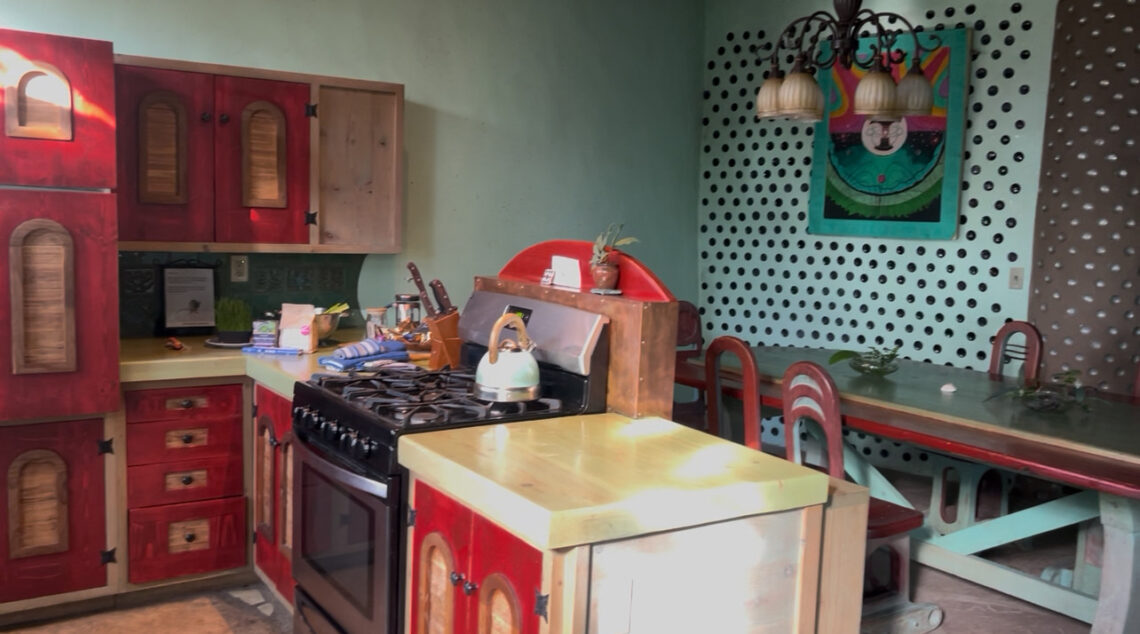 The kitchen at the Phoenix Earthship.