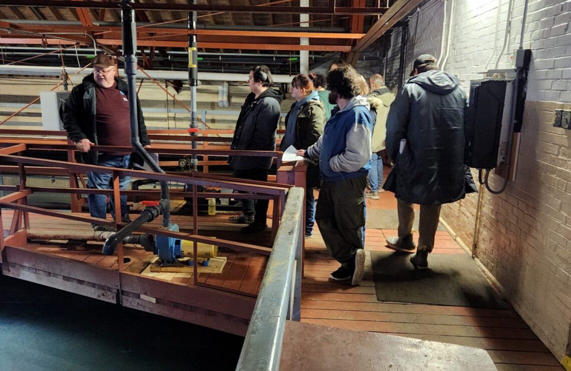 Students at the water treatment plant